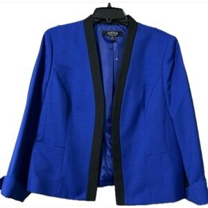 KASPER Blue Crepe Open Front Jacket SZ 14P NWT